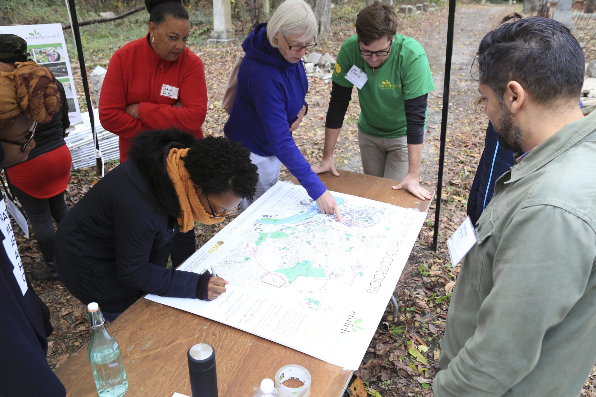 Residents give their input at the Evergreen Cemetery Community Uses Station